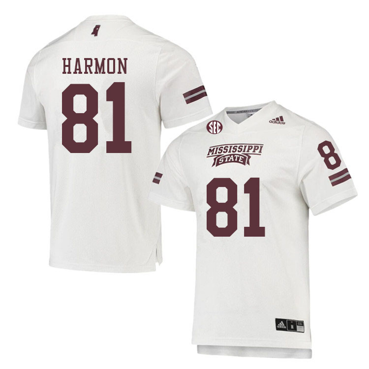 Men #81 Antonio Harmon Mississippi State Bulldogs College Football Jerseys Sale-White - Click Image to Close